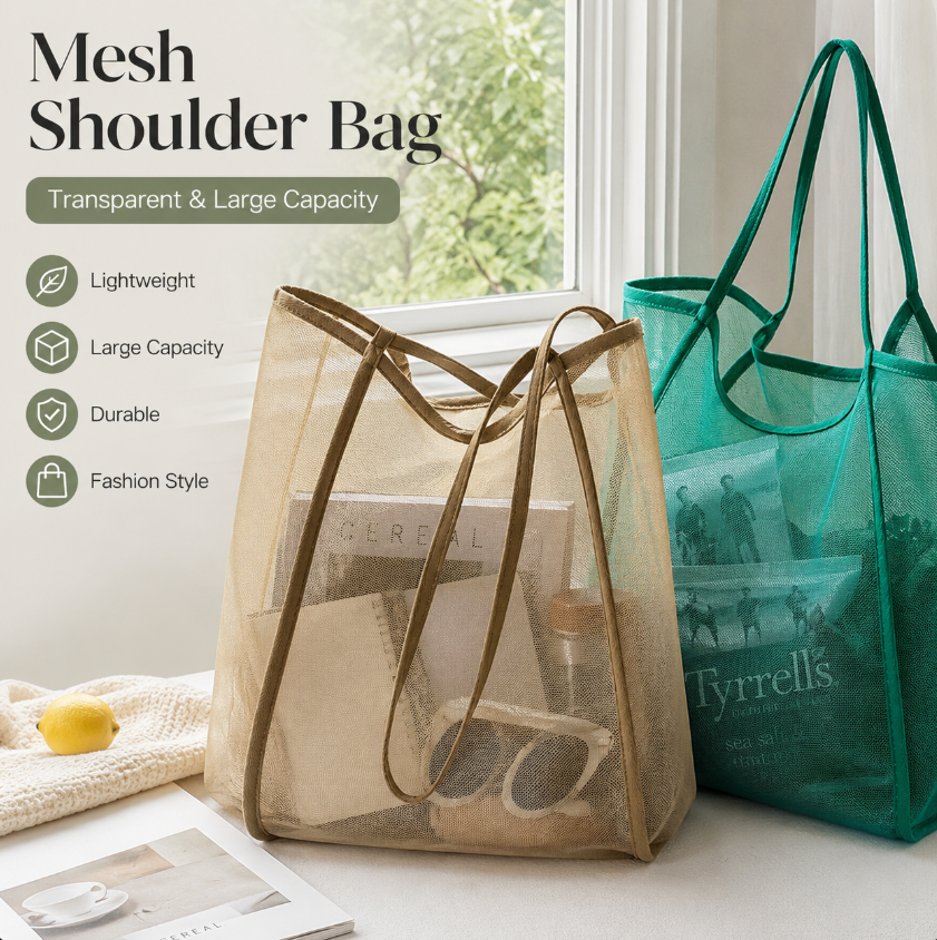 Travel Accessories - Mesh Beach Bag Lightweight, Breathable &