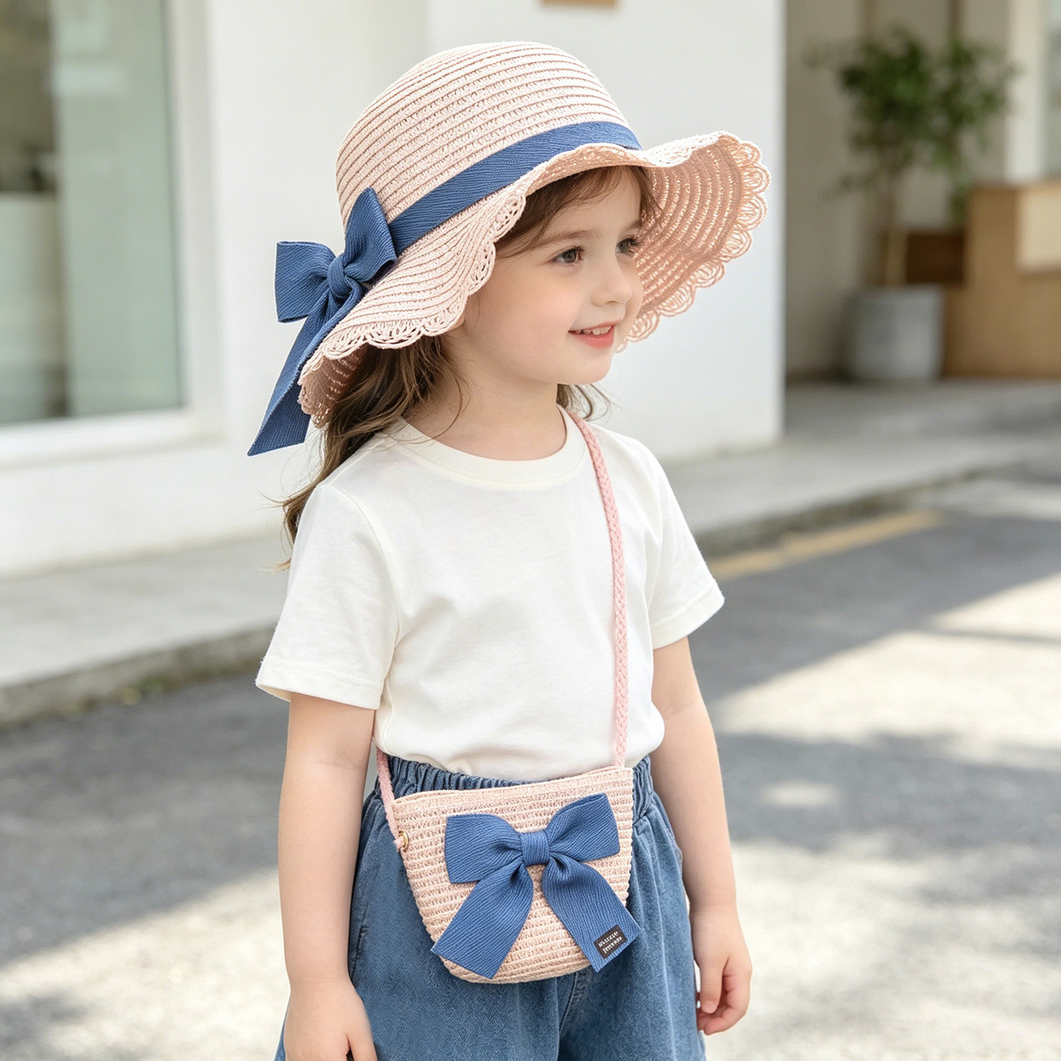 Travel Accessories For 4 Year Old - Girls 2pcs Straw Hat Solid Color