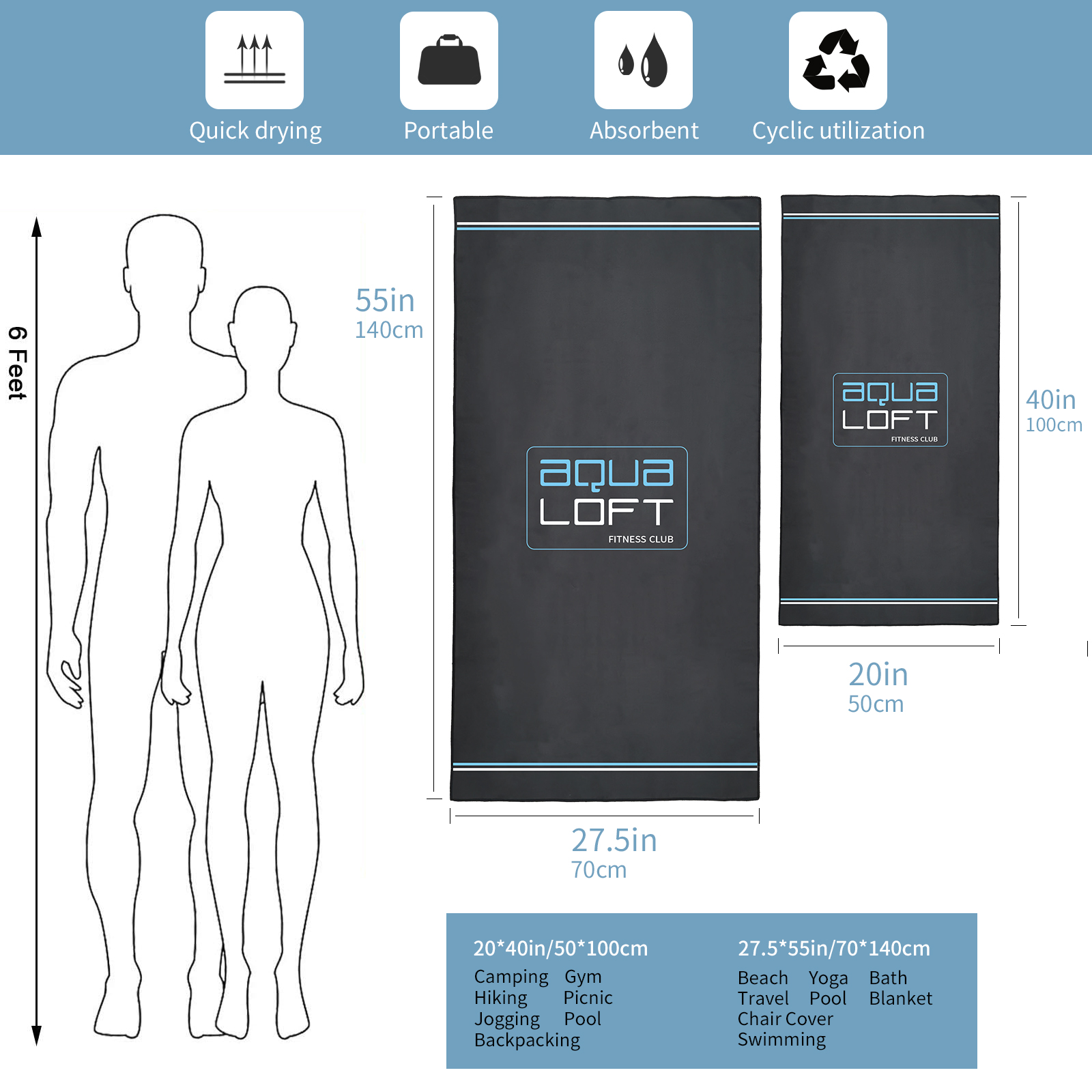 AQUA Microfiber Quick Dry and  - Travel Towel Quick Dry 评论和价格