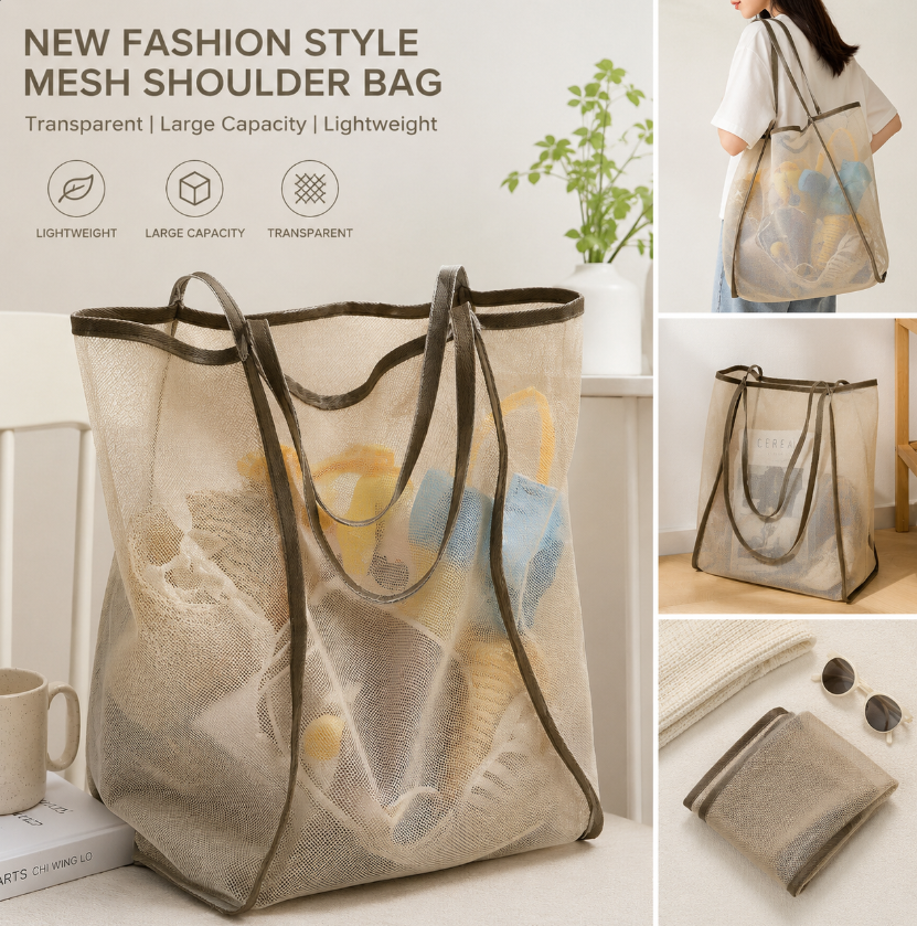 Mesh Beach Bag Lightweight, Br - Travel Accessories 评论和价格