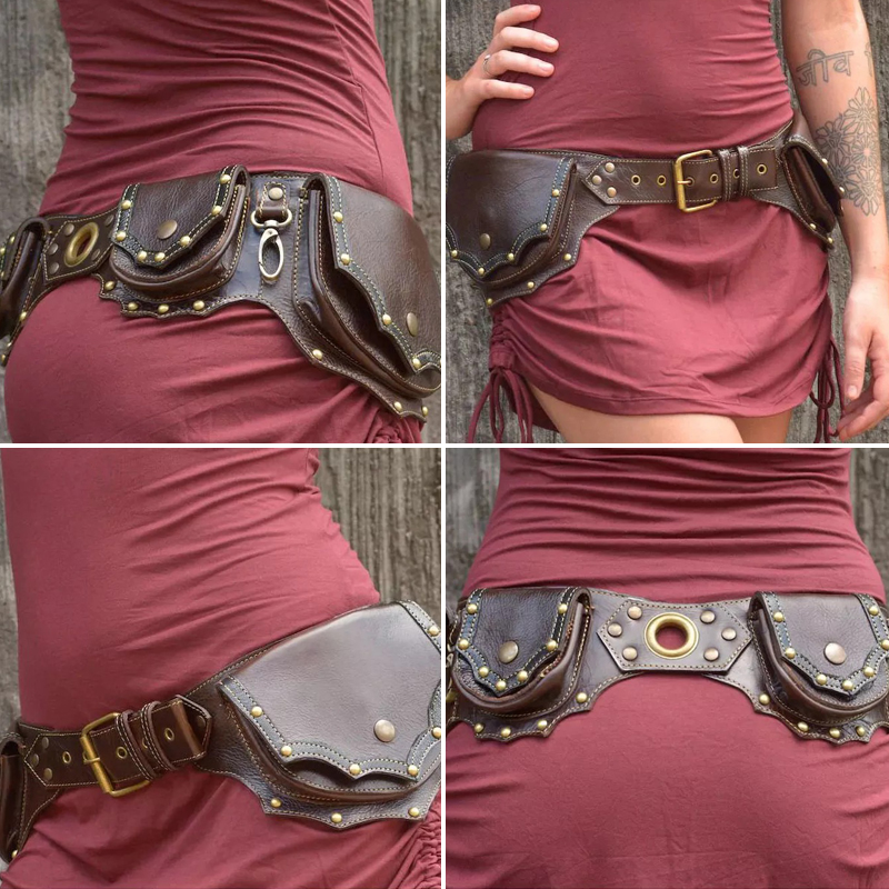 1pc Medieval Steampunk Leather - Travel Accessories Hip Belt 评论和价格