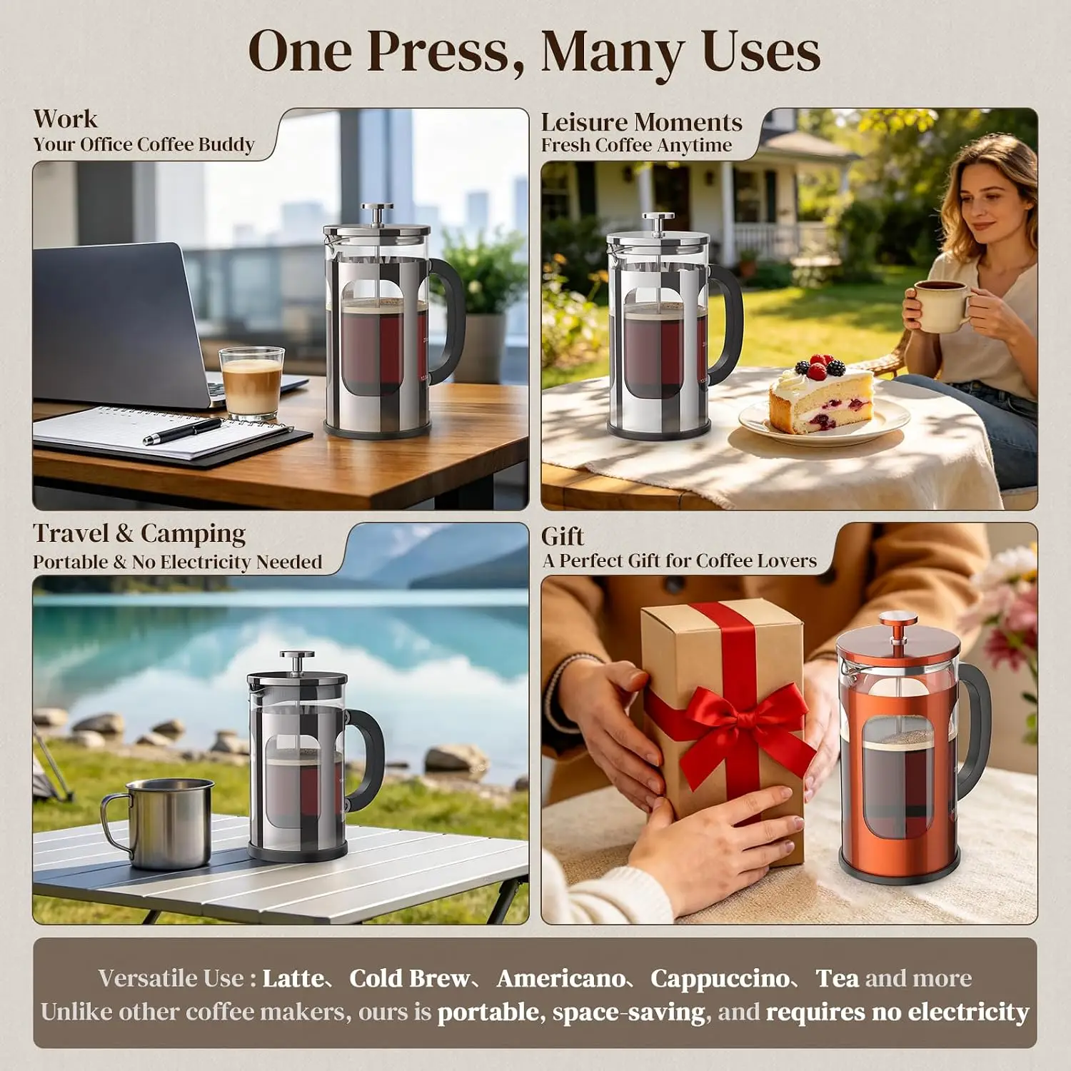French Press Coffee Maker 34oz - Travel Accessories To Gift 评论和价格