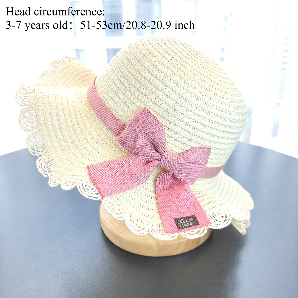 Girls 2pcs Straw Hat Solid Col - Travel Accessories For 4 Year Old 评论和价格