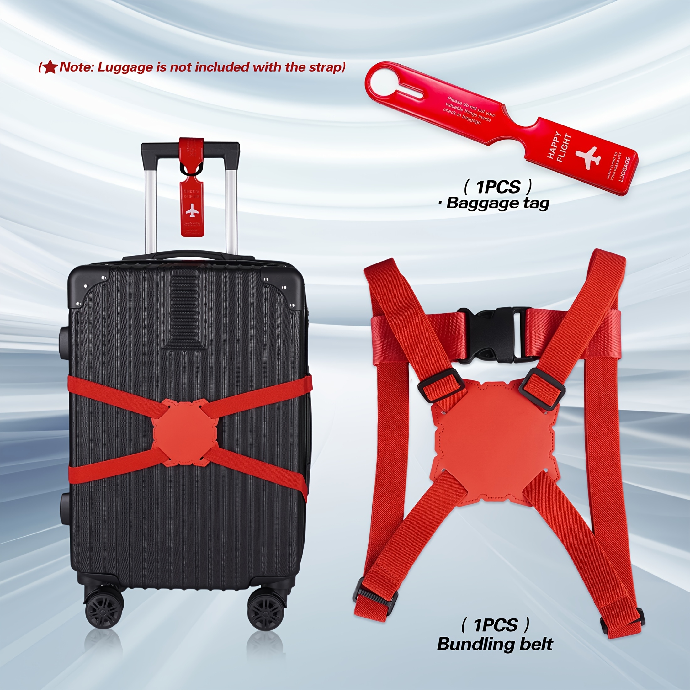 2-Piece Luggage Strap Set + Lu - Travel Accessories Luggage Straps 评论和价格