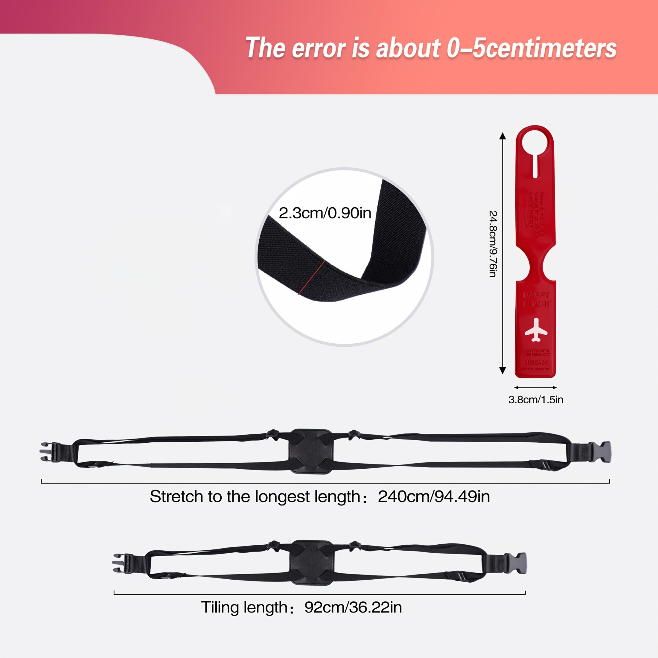 2-Piece Luggage Strap Set + Lu - Travel Accessories Luggage Straps 评论和价格