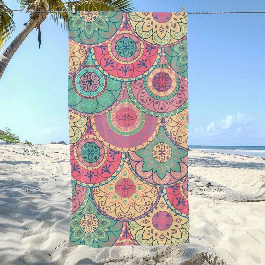 Vibrant Mandala Beach Towel Mi - Travel Towel Quick Dry 评论和价格