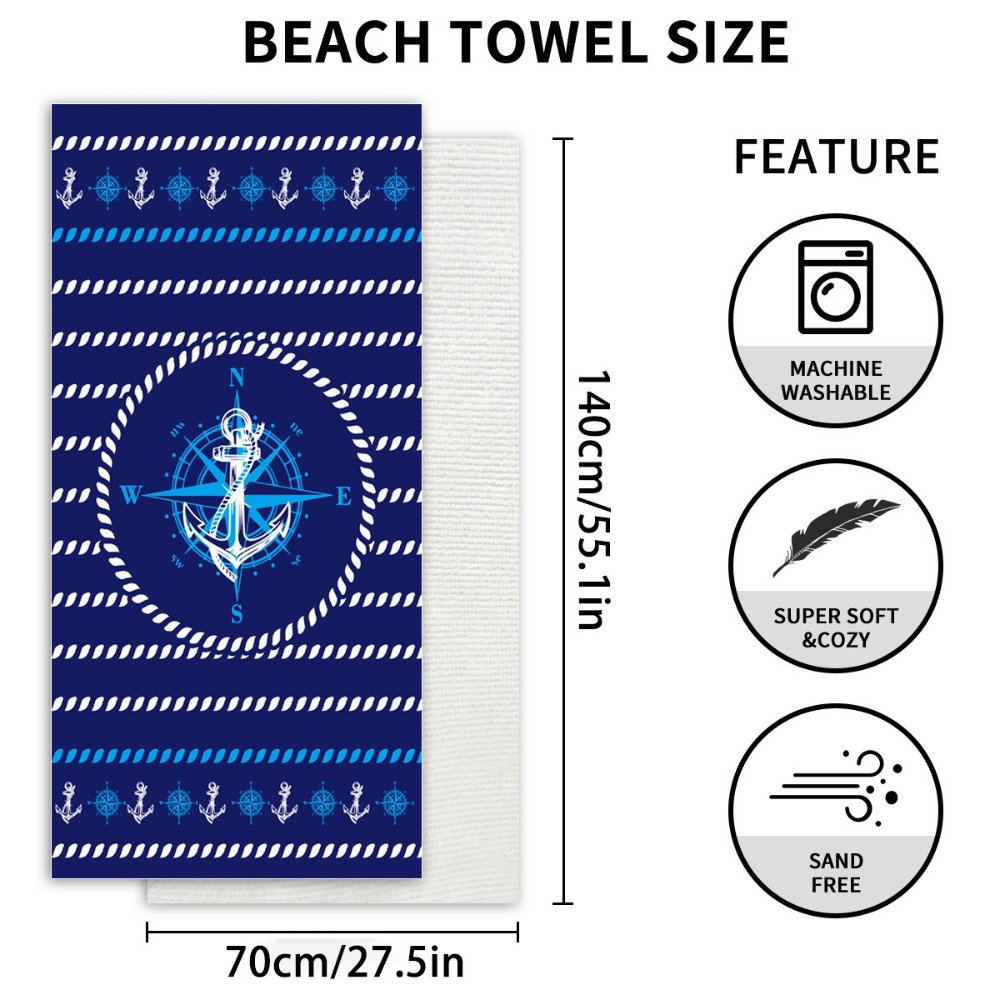 Anchor Beach Towel70x140CM Qui - Travel Towel Quick Dry 评论和价格