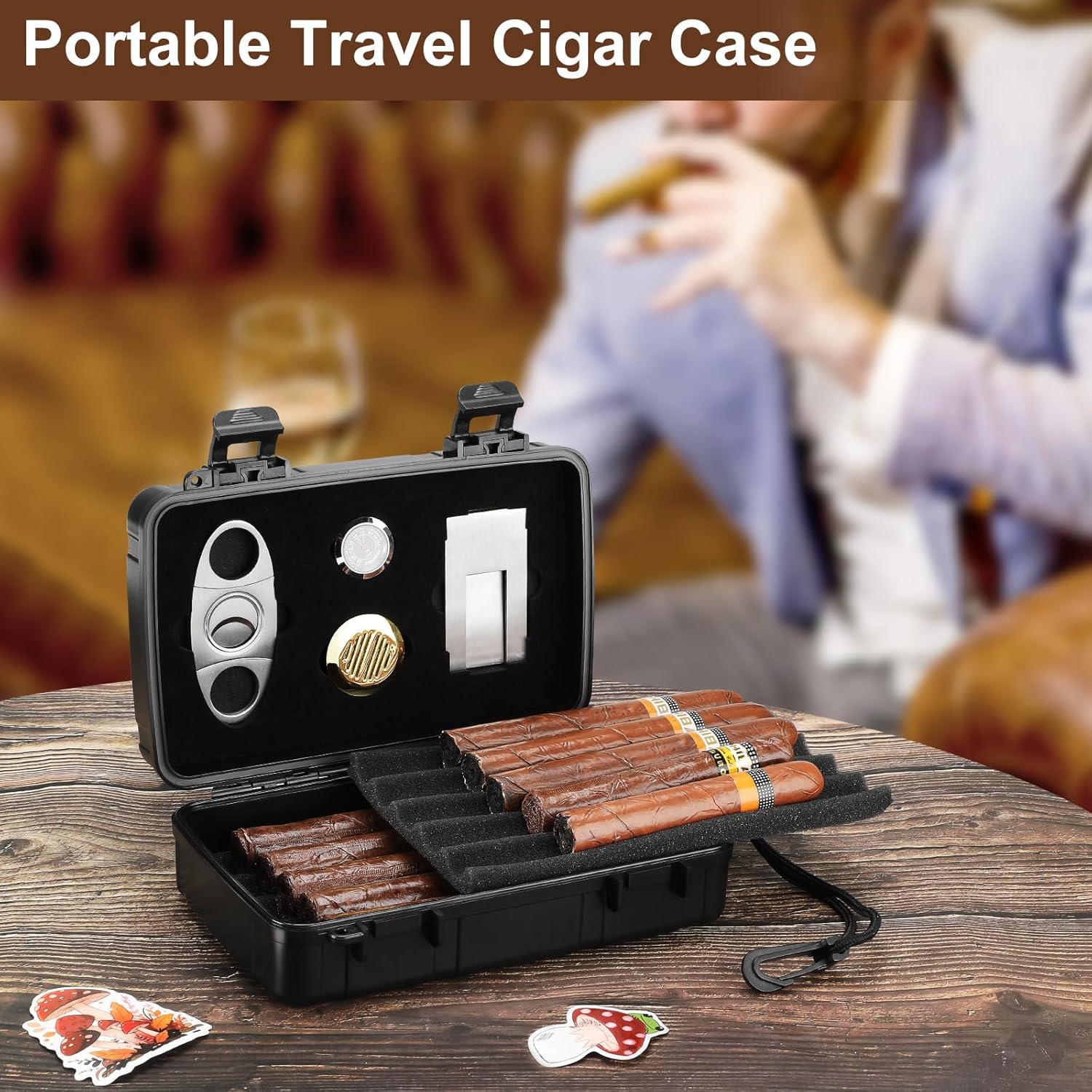 Portable Cigar Humidor Holds 1 - Travel Accessories 评论和价格