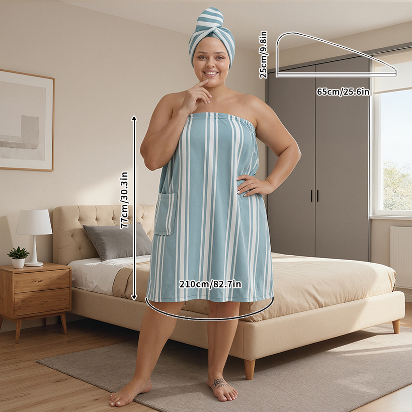 Luxury Striped Wearable Bath T - Travel Towel Quick Dry 评论和价格